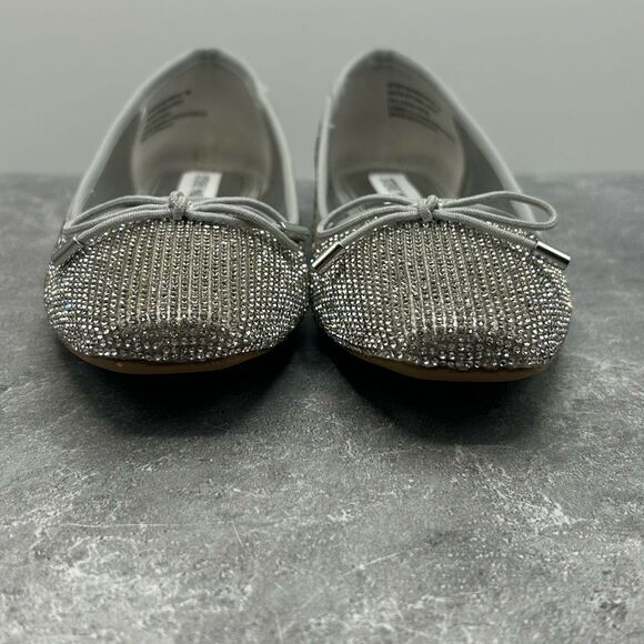 NWT Steve Madden Steffie Rhinestone Silver Ballet Flats Size 7 M Bow Detail - Picture 5 of 15